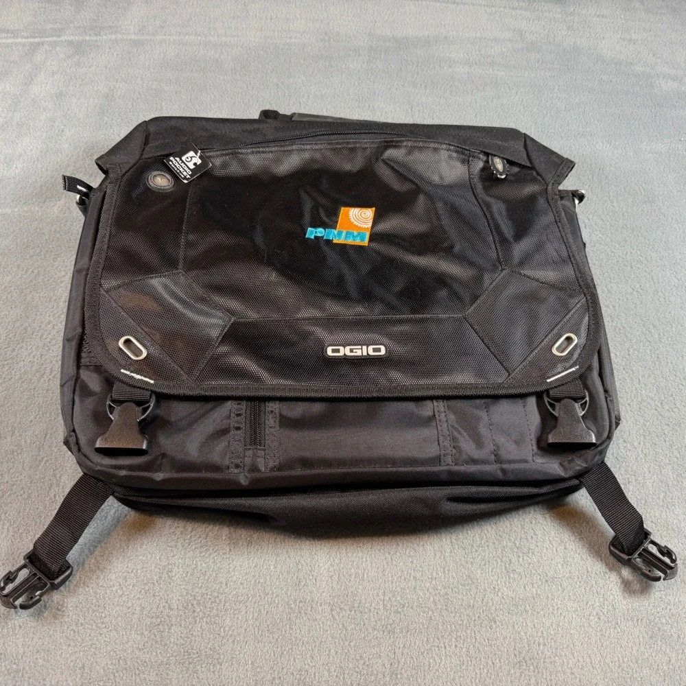 OGIO Black Messenger Bag Audio Pocket Laptop Briefcase PNM Logo 03507